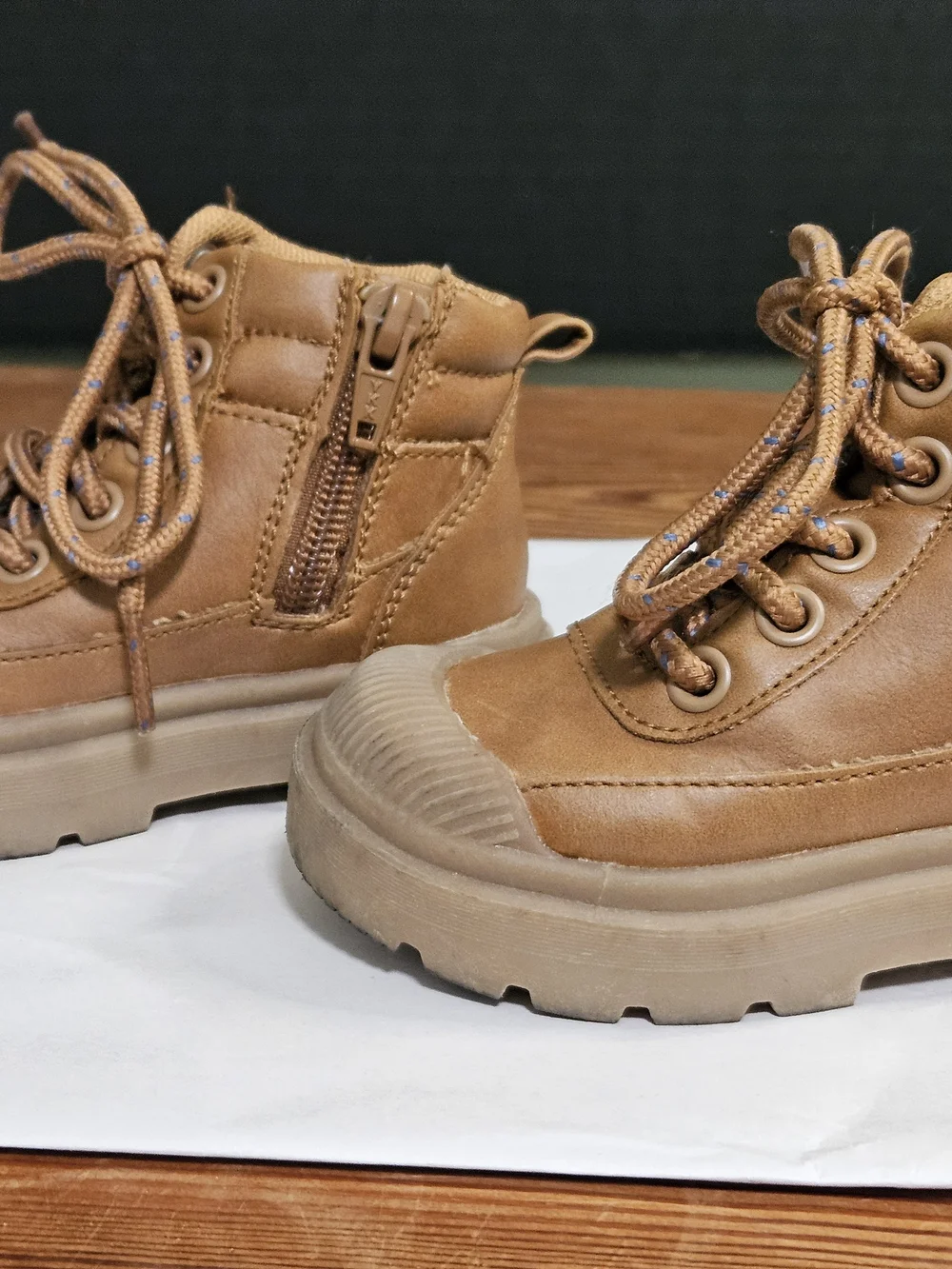 Cat & Jack Tan Kids Lace-Up High-Top Boots